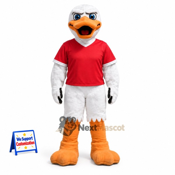 Duck Mascot Costume - White, Red Shirt