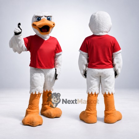 Duck Mascot Costume - White, Red Shirt Duck Mascot Costume - White, Red Shirt