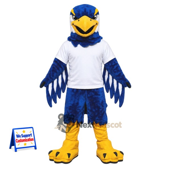 Eagle Mascot Costume - Blue, White Shirt