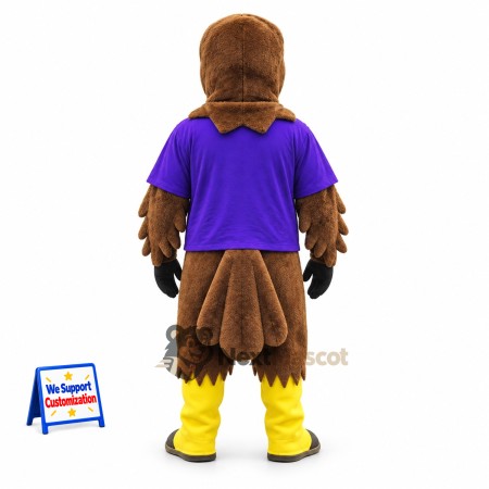 Eagle Mascot Costume - Brown, Purple Shirt Eagle Mascot Costume - Brown, Purple Shirt