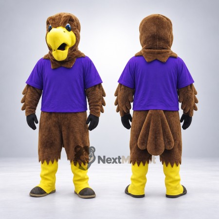 Eagle Mascot Costume - Brown, Purple Shirt Eagle Mascot Costume - Brown, Purple Shirt