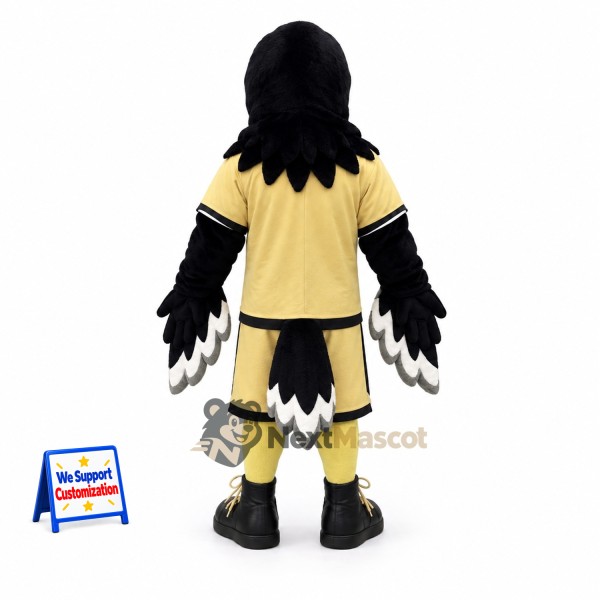 Eagle Mascot Costume - Black, Gold Uniform