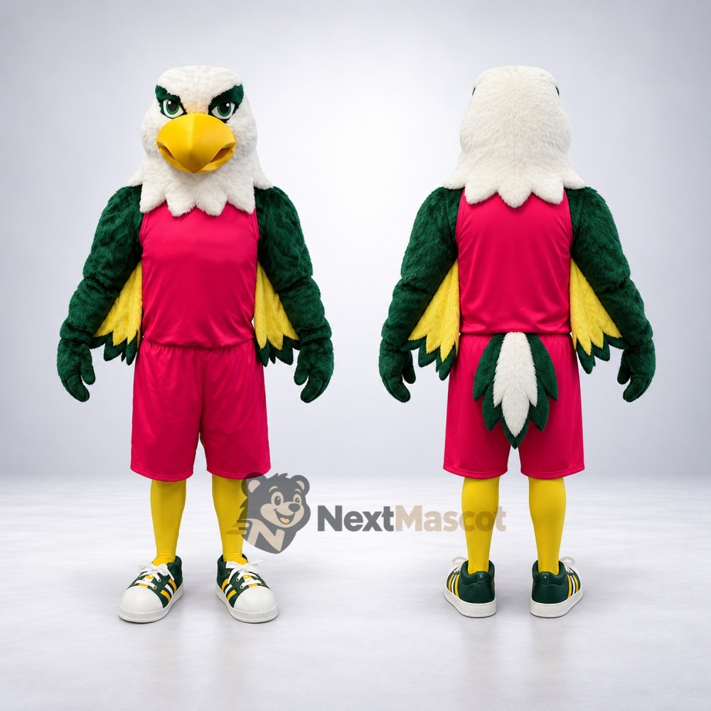 Eagle Mascot Costume - Green, Red Uniform Eagle Mascot Costume - Green, Red Uniform