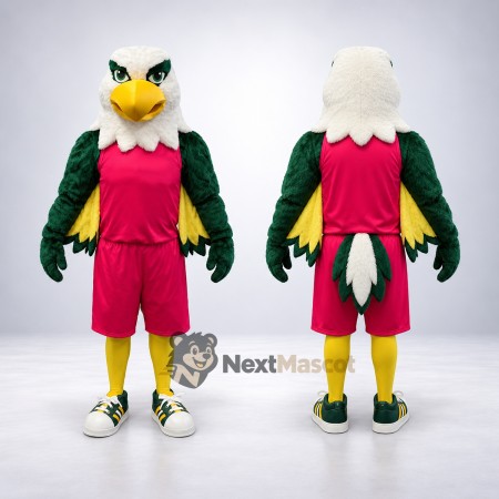 Eagle Mascot Costume - Green, Red Uniform Eagle Mascot Costume - Green, Red Uniform