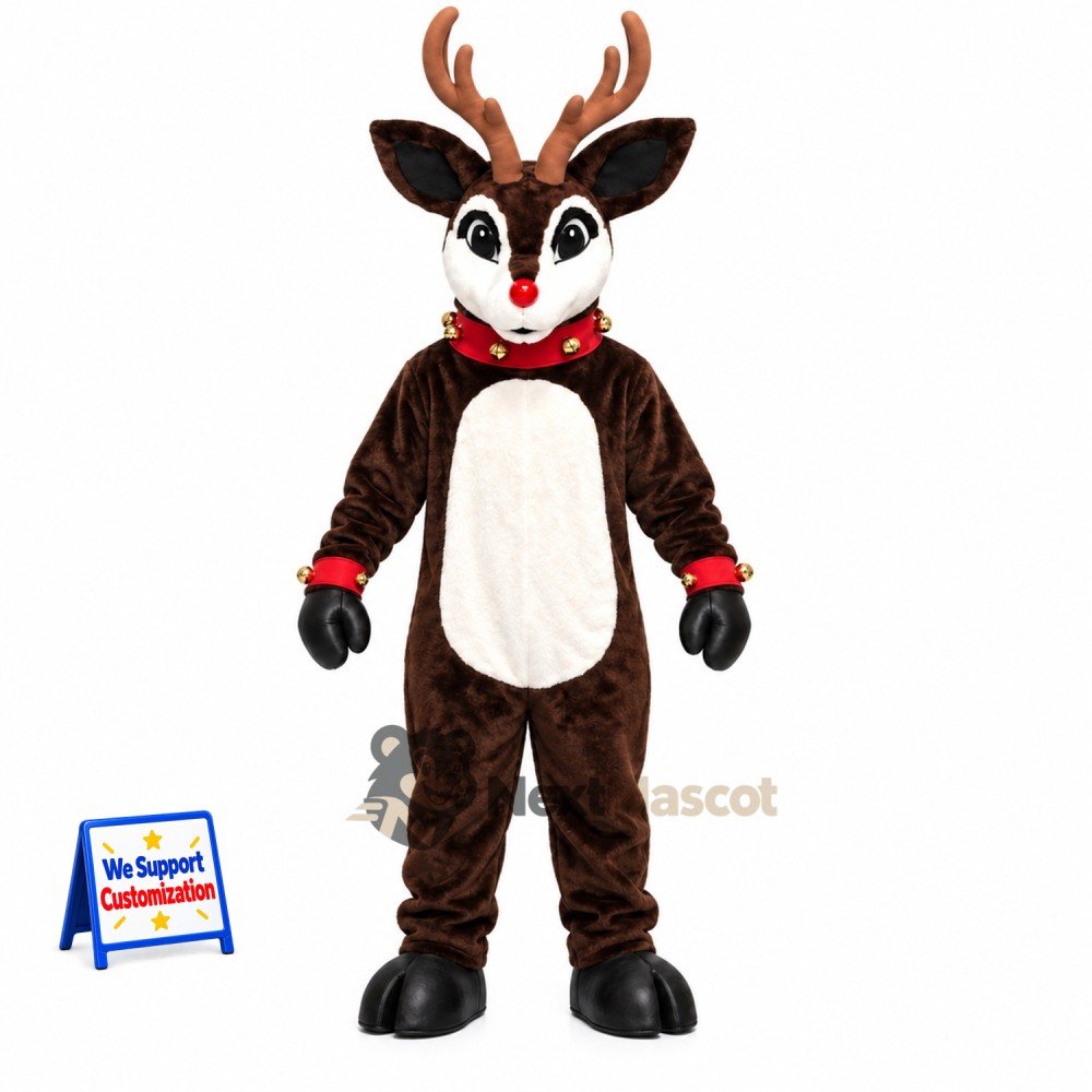 Reindeer Mascot Costume - Red Collar and Wristbands Reindeer Mascot Costume - Red Collar and Wristbands