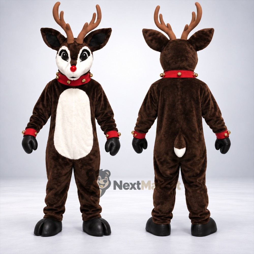 Reindeer Mascot Costume - Red Collar and Wristbands Reindeer Mascot Costume - Red Collar and Wristbands