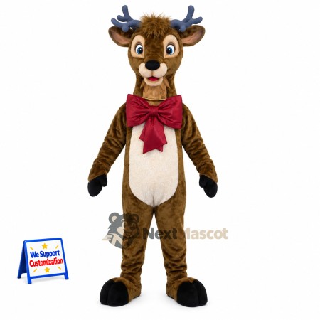 Reindeer Mascot Costume - Red Scarf Reindeer Mascot Costume - Red Scarf
