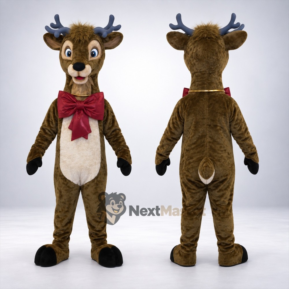 Reindeer Mascot Costume - Red Scarf Reindeer Mascot Costume - Red Scarf