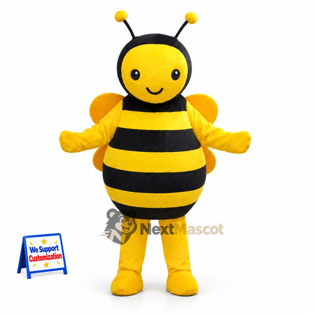 Bee Mascot Costume - Round, Yellow Bee Mascot Costume - Round, Yellow