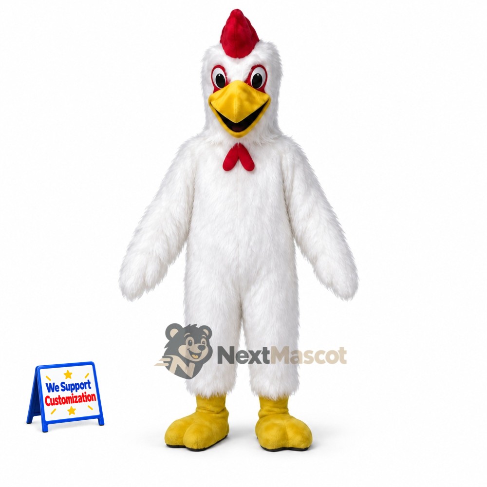 Rooster Mascot Costume - White, Red Bow Tie Rooster Mascot Costume - White, Red Bow Tie