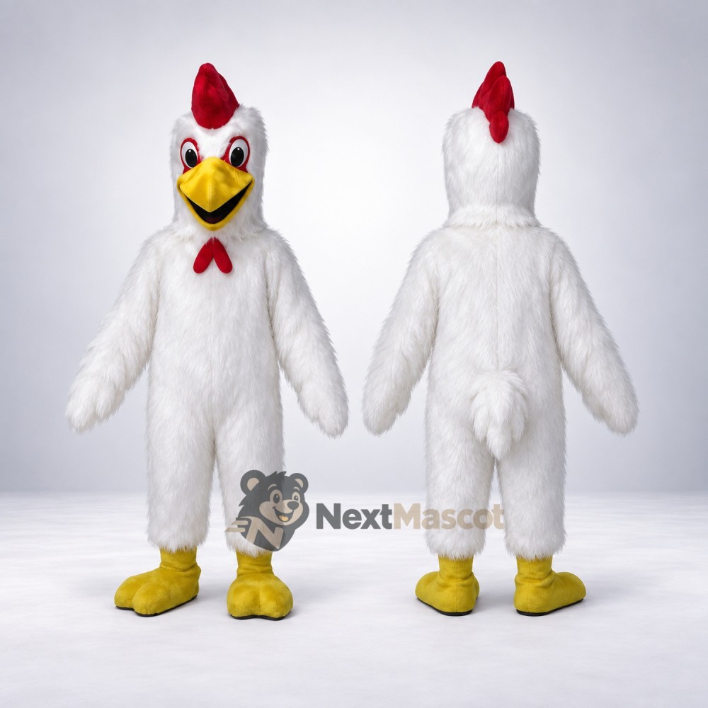 Rooster Mascot Costume - White, Red Bow Tie Rooster Mascot Costume - White, Red Bow Tie