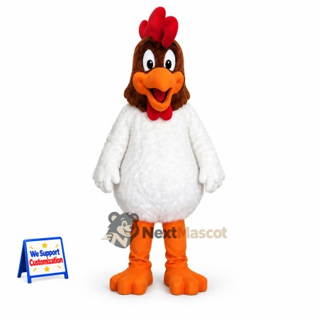 Rooster Mascot Costume - White, Brown Head Rooster Mascot Costume - White, Brown Head