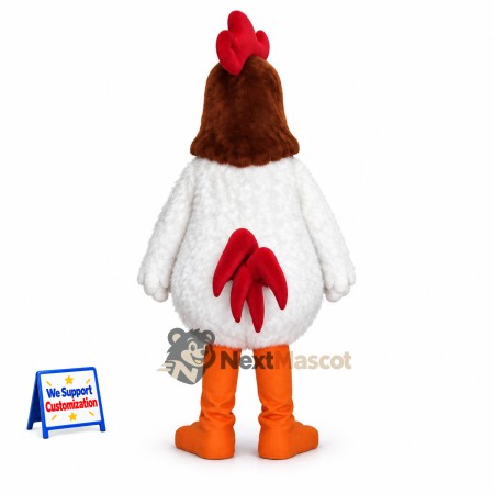Rooster Mascot Costume - White, Brown Head Rooster Mascot Costume - White, Brown Head
