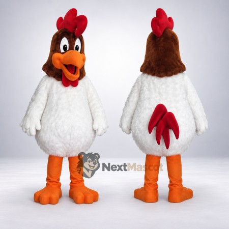 Rooster Mascot Costume - White, Brown Head Rooster Mascot Costume - White, Brown Head