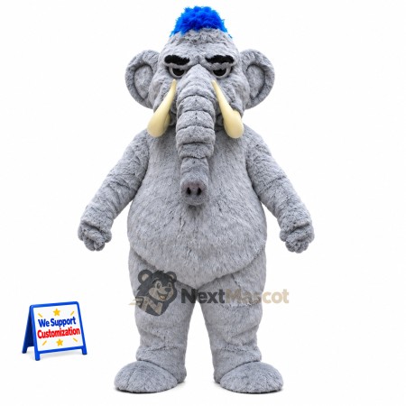 Elephant Mascot Costume - Gray, Blue Hat Elephant Mascot Costume - Gray, Blue Hat