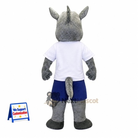 Rhino Mascot Costume - Gray, White Shirt Rhino Mascot Costume - Gray, White Shirt