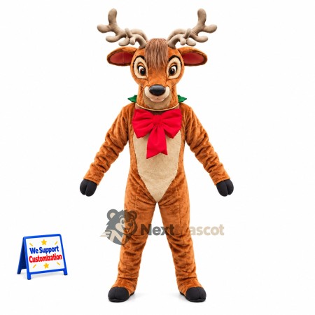 Reindeer Mascot Costume - Red Bow Reindeer Mascot Costume - Red Bow