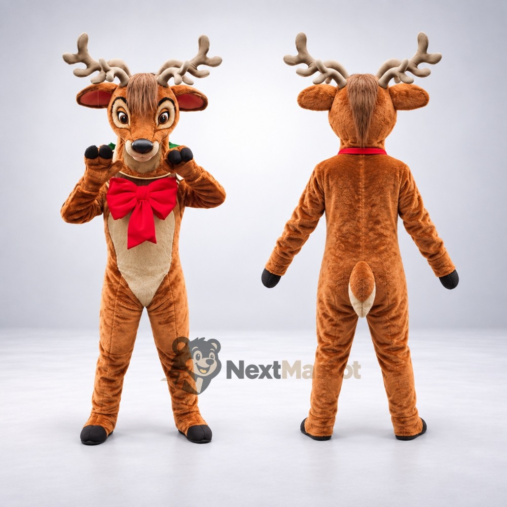 Reindeer Mascot Costume - Red Bow Reindeer Mascot Costume - Red Bow
