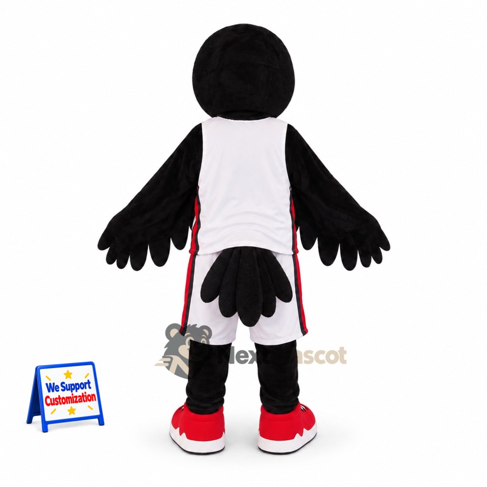 Crow Mascot Costume - Black, White Uniform Crow Mascot Costume - Black, White Uniform