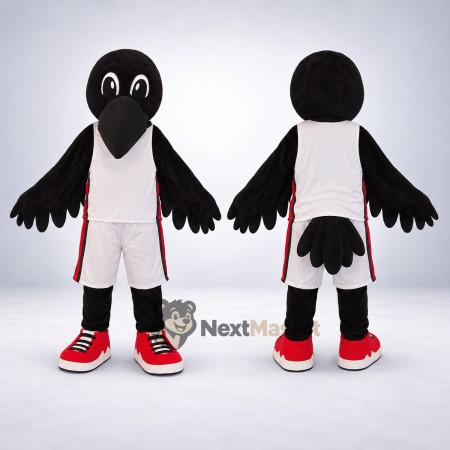 Crow Mascot Costume - Black, White Uniform Crow Mascot Costume - Black, White Uniform
