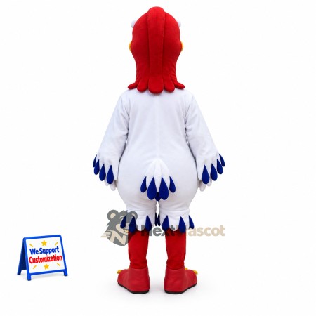 Rooster Mascot Costume - White, Blue Wing Tips Rooster Mascot Costume - White, Blue Wing Tips