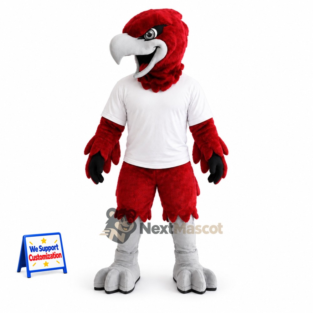 Parrot Mascot Costume - Red, White Shirt Parrot Mascot Costume - Red, White Shirt
