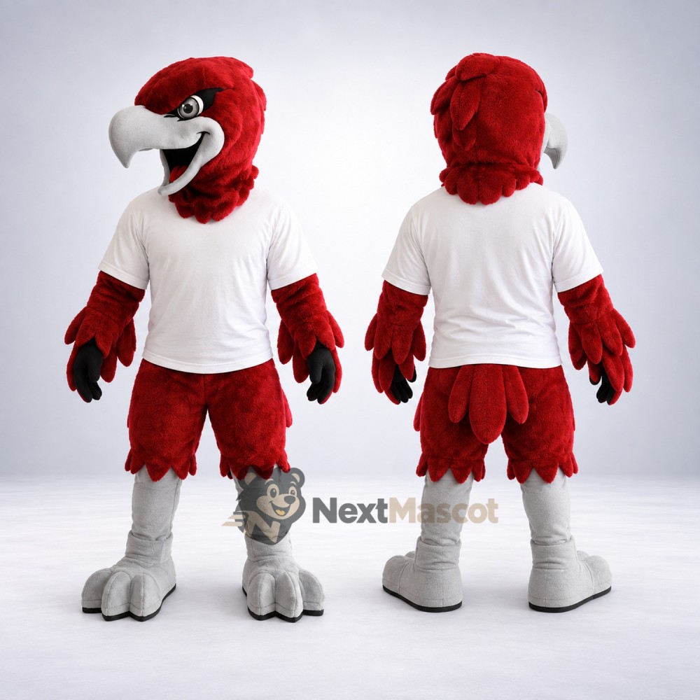 Parrot Mascot Costume - Red, White Shirt Parrot Mascot Costume - Red, White Shirt