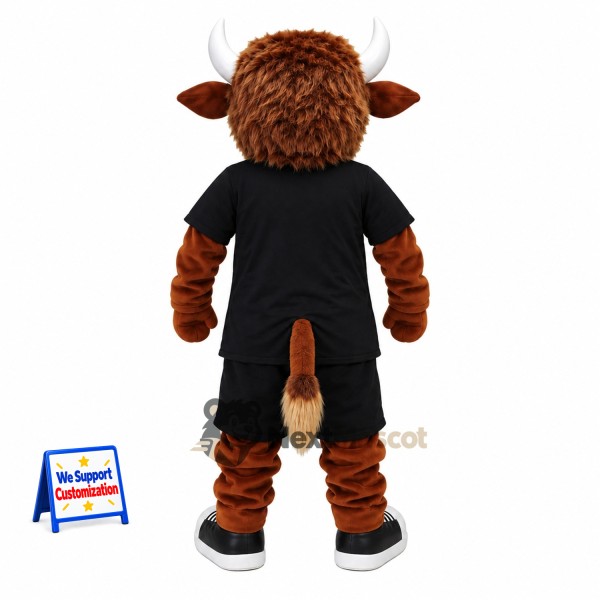 Bull Mascot Costume - Brown, Black Uniform