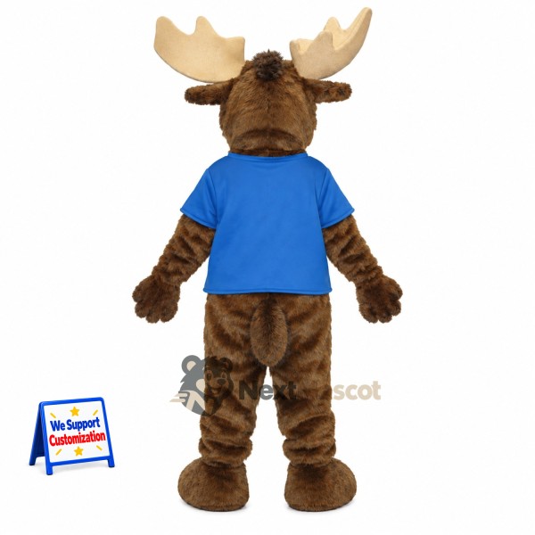 Moose Mascot Costume - Blue Shirt and Brown Pants Moose Mascot Costume - Blue Shirt and Brown Pants