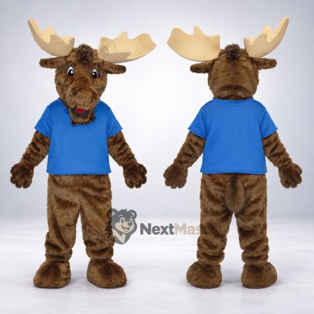 Moose Mascot Costume - Blue Shirt and Brown Pants Moose Mascot Costume - Blue Shirt and Brown Pants