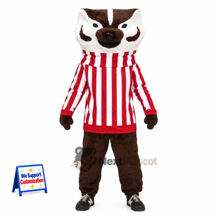 Badger Mascot Costume - Striped Shirt Badger Mascot Costume - Striped Shirt
