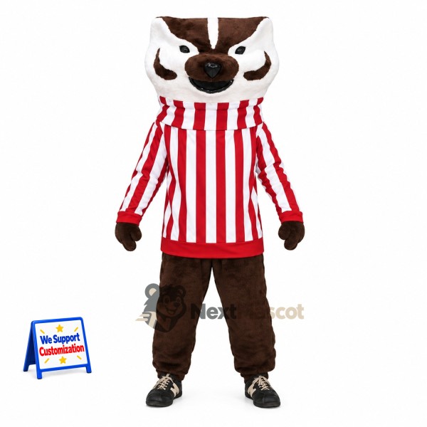 Badger Mascot Costume - Striped Shirt