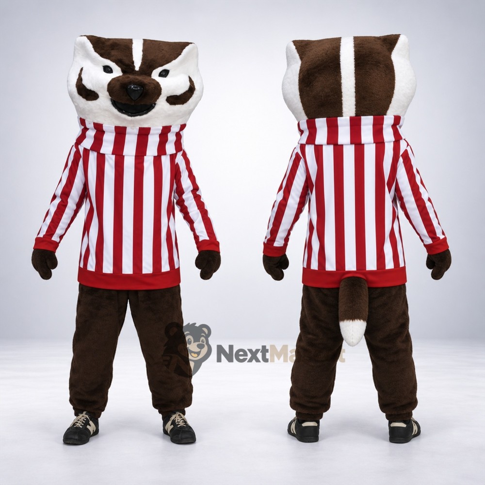 Badger Mascot Costume - Striped Shirt Badger Mascot Costume - Striped Shirt