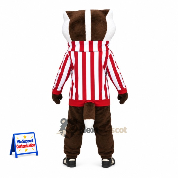 Badger Mascot Costume - Striped Shirt Badger Mascot Costume - Striped Shirt