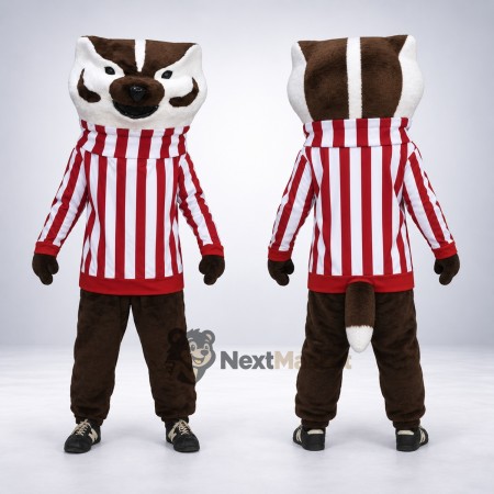 Badger Mascot Costume - Striped Shirt Badger Mascot Costume - Striped Shirt