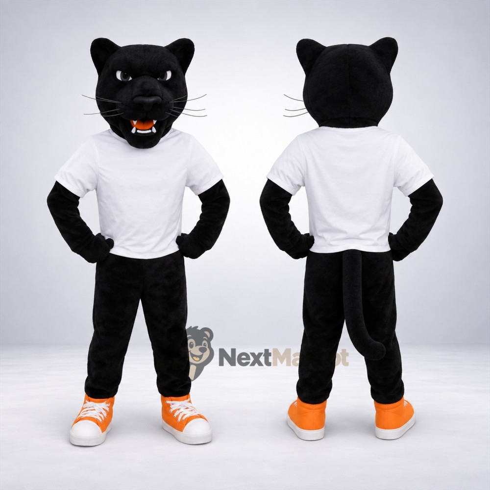 Panther Mascot Costume - Black, White Shirt Panther Mascot Costume - Black, White Shirt