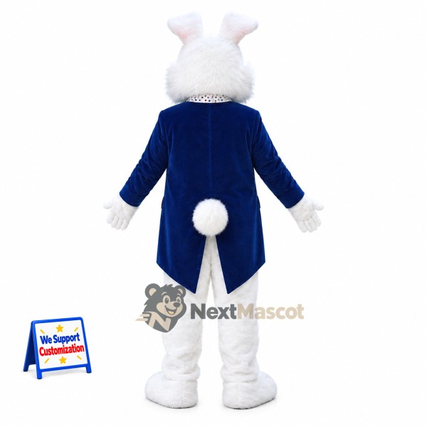 Rabbit Mascot Costume - White, Blue Coat Rabbit Mascot Costume - White, Blue Coat