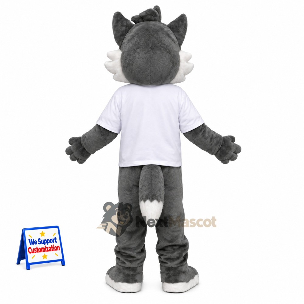 Wolf Mascot Costume - Gray, White Shirt Wolf Mascot Costume - Gray, White Shirt