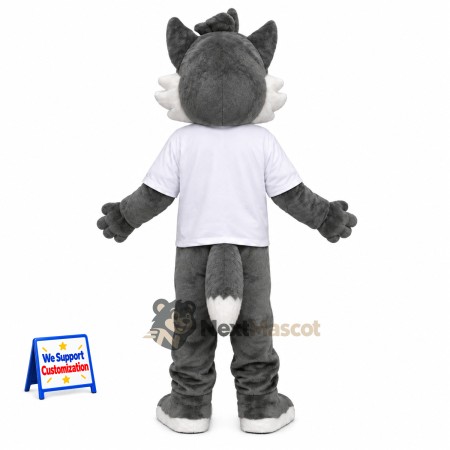 Wolf Mascot Costume - Gray, White Shirt Wolf Mascot Costume - Gray, White Shirt