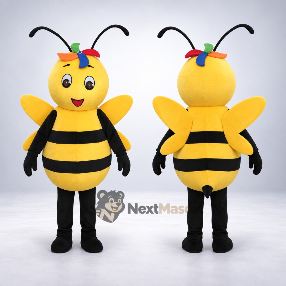 Bee Mascot Costume - Yellow, Red Bow Bee Mascot Costume - Yellow, Red Bow