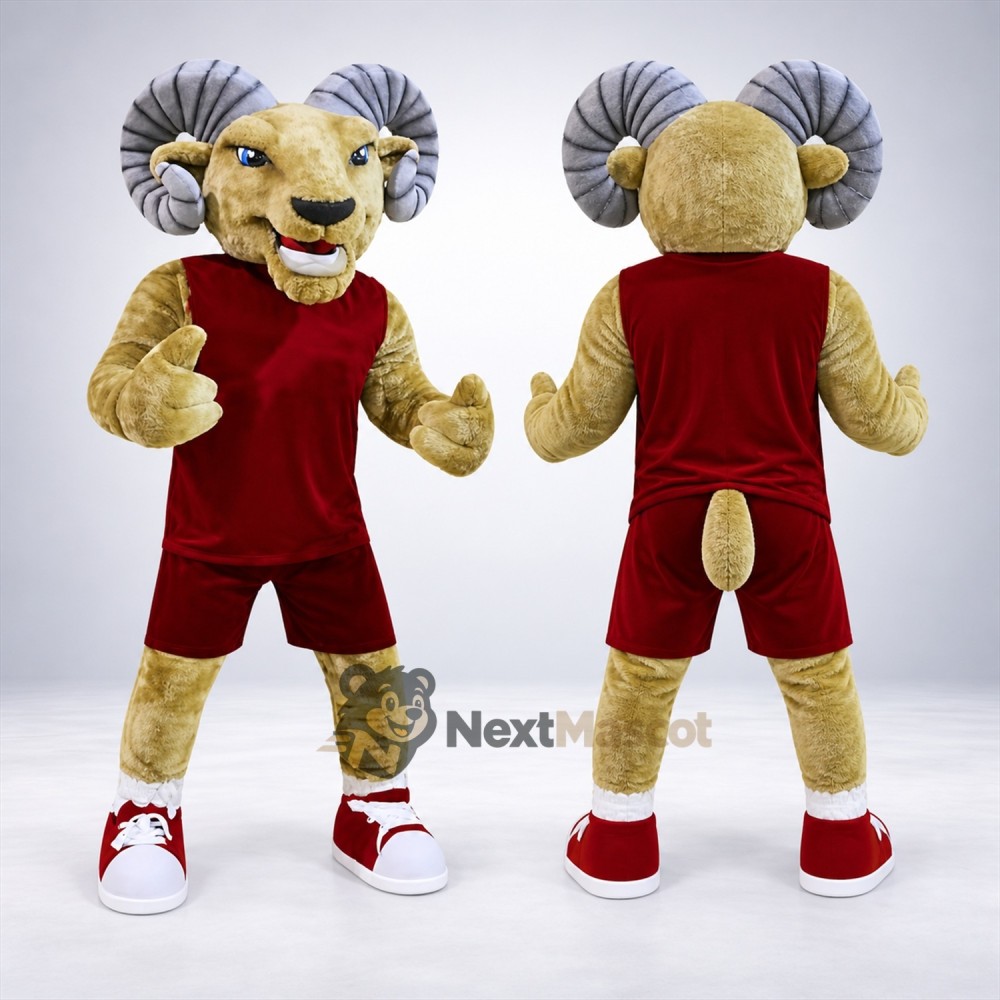 Ram Mascot Costume - Red Uniform Ram Mascot Costume - Red Uniform