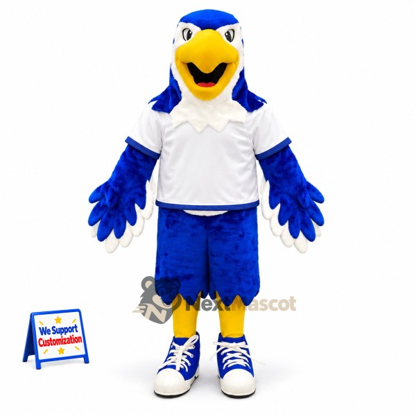 Eagle Mascot Costume - Blue, White Shirt for Parades