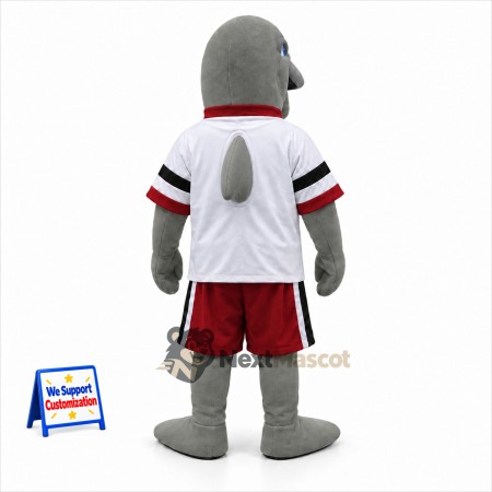 Dolphin Mascot Costume - Gray, White Shirt and Red Shorts Dolphin Mascot Costume - Gray, White Shirt and Red Shorts