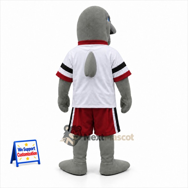 Dolphin Mascot Costume - Gray, White Shirt and Red Shorts Dolphin Mascot Costume - Gray, White Shirt and Red Shorts