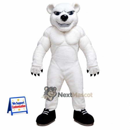 Bear Mascot Costume - Muscular, White