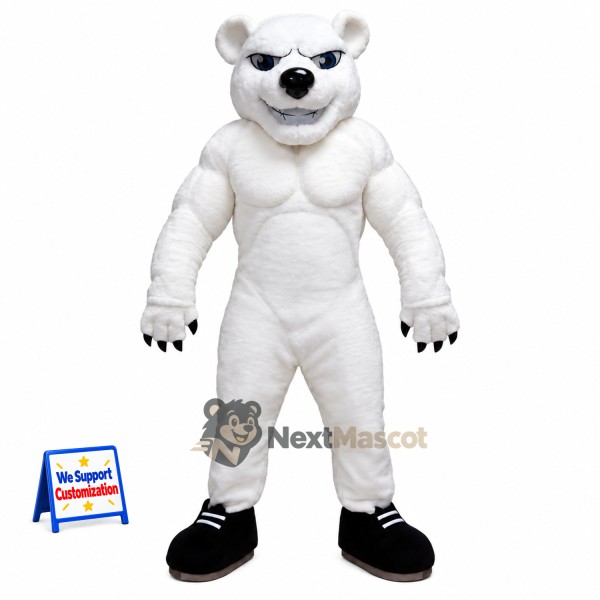 Bear Mascot Costume - Muscular, White