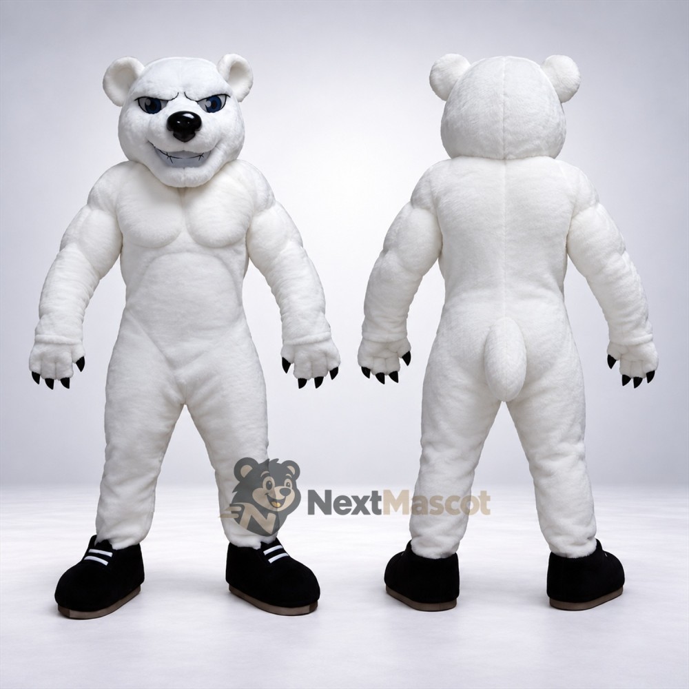 Bear Mascot Costume - Muscular, White