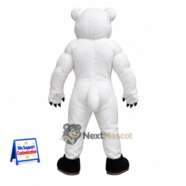 Bear Mascot Costume - Muscular, White Bear Mascot Costume - Muscular, White