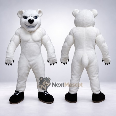 Bear Mascot Costume - Muscular, White