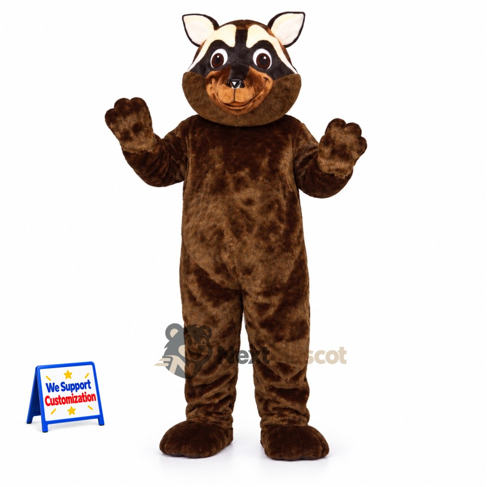Raccoon Mascot Costume - Brown, White Facial Stripes Raccoon Mascot Costume - Brown, White Facial Stripes